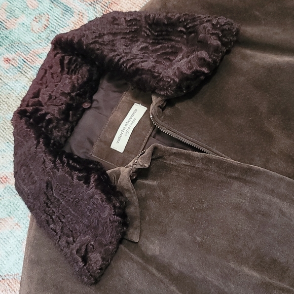 Brown suede leather coat - Picture 2 of 5